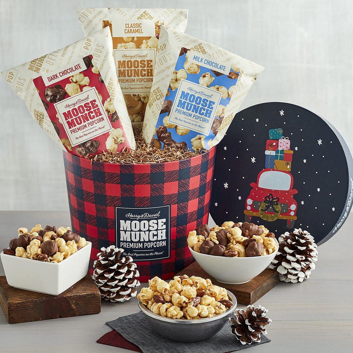 Moose Munch Premium Popcorn Holiday Drum