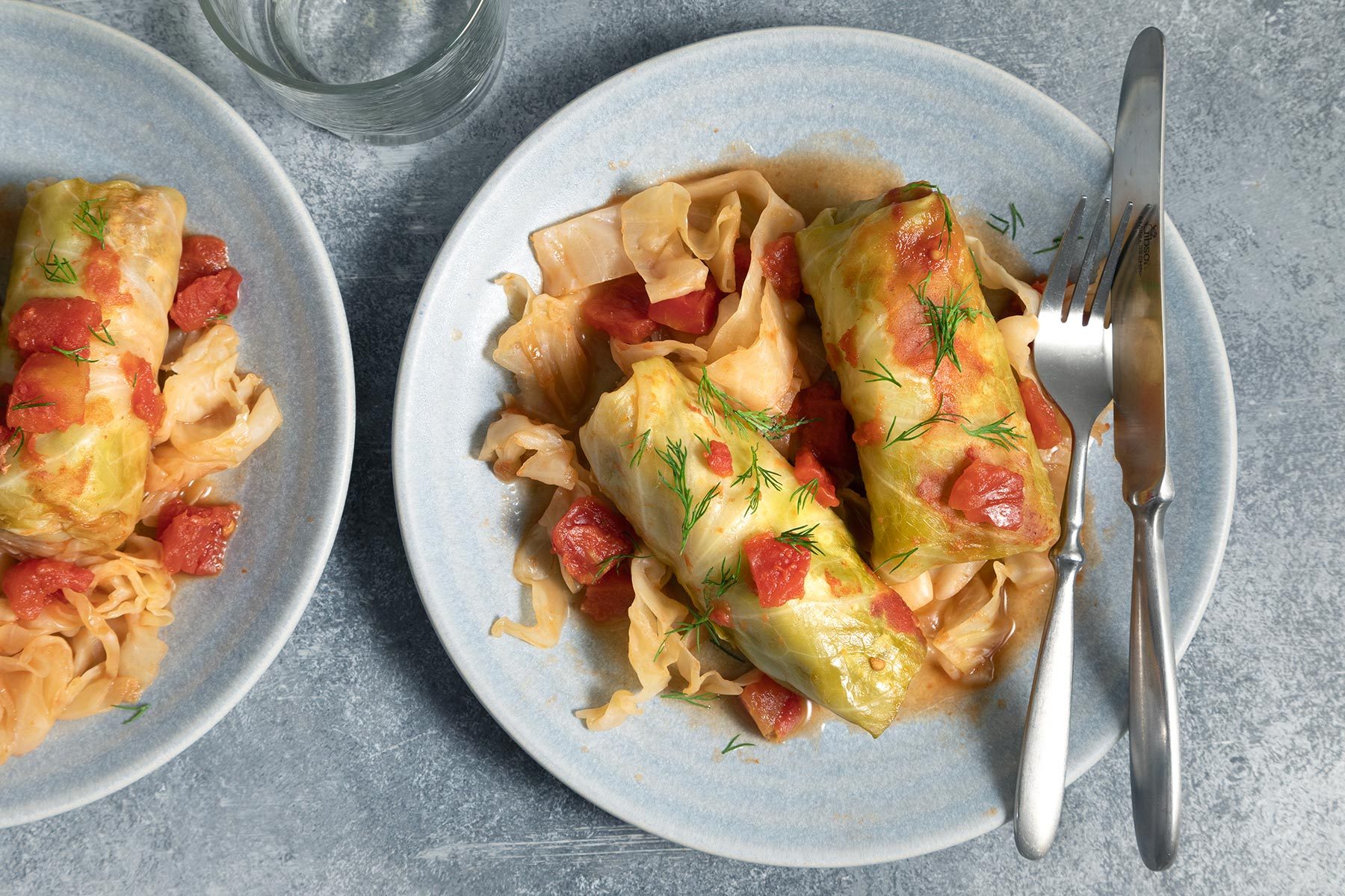 overhead shot of cabbage rolls