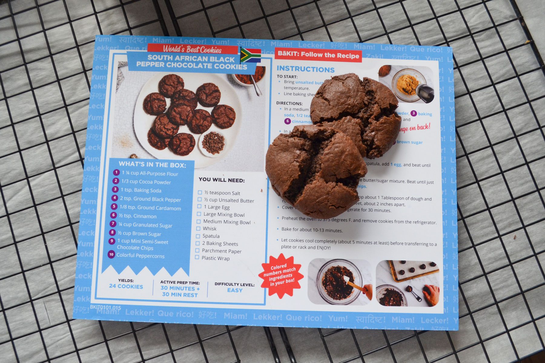 Chocolate cookies on a baking tray