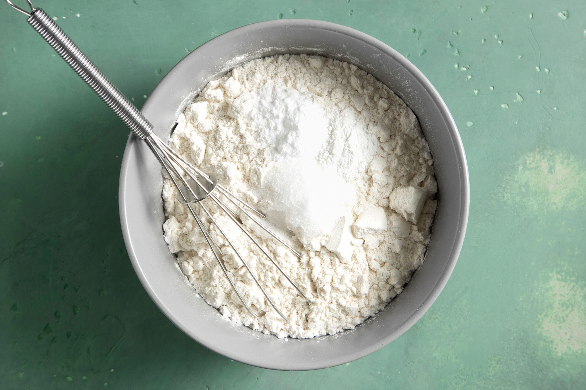 Whisk together the all-purpose flour, salt, baking soda and baking powder in other bowl