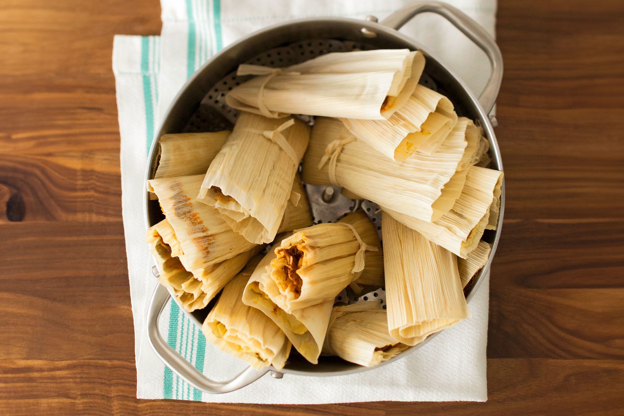 Cook the tamales in a steamer