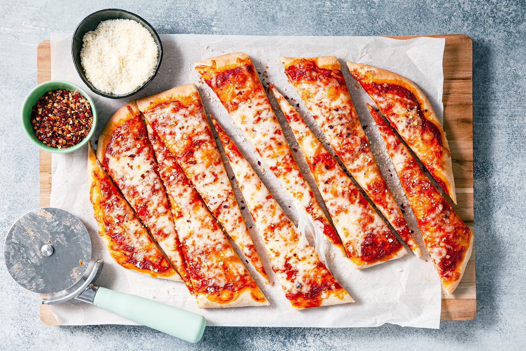 Slices of Flatbread Pizza served with dip