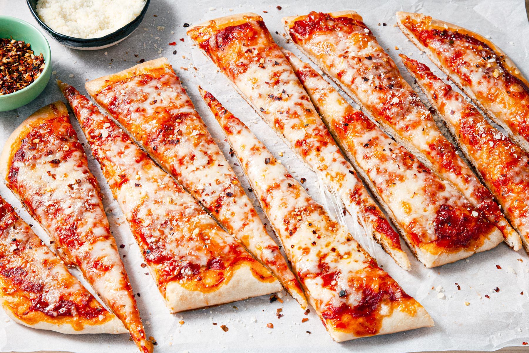 Slices of Flatbread Pizza served with dip