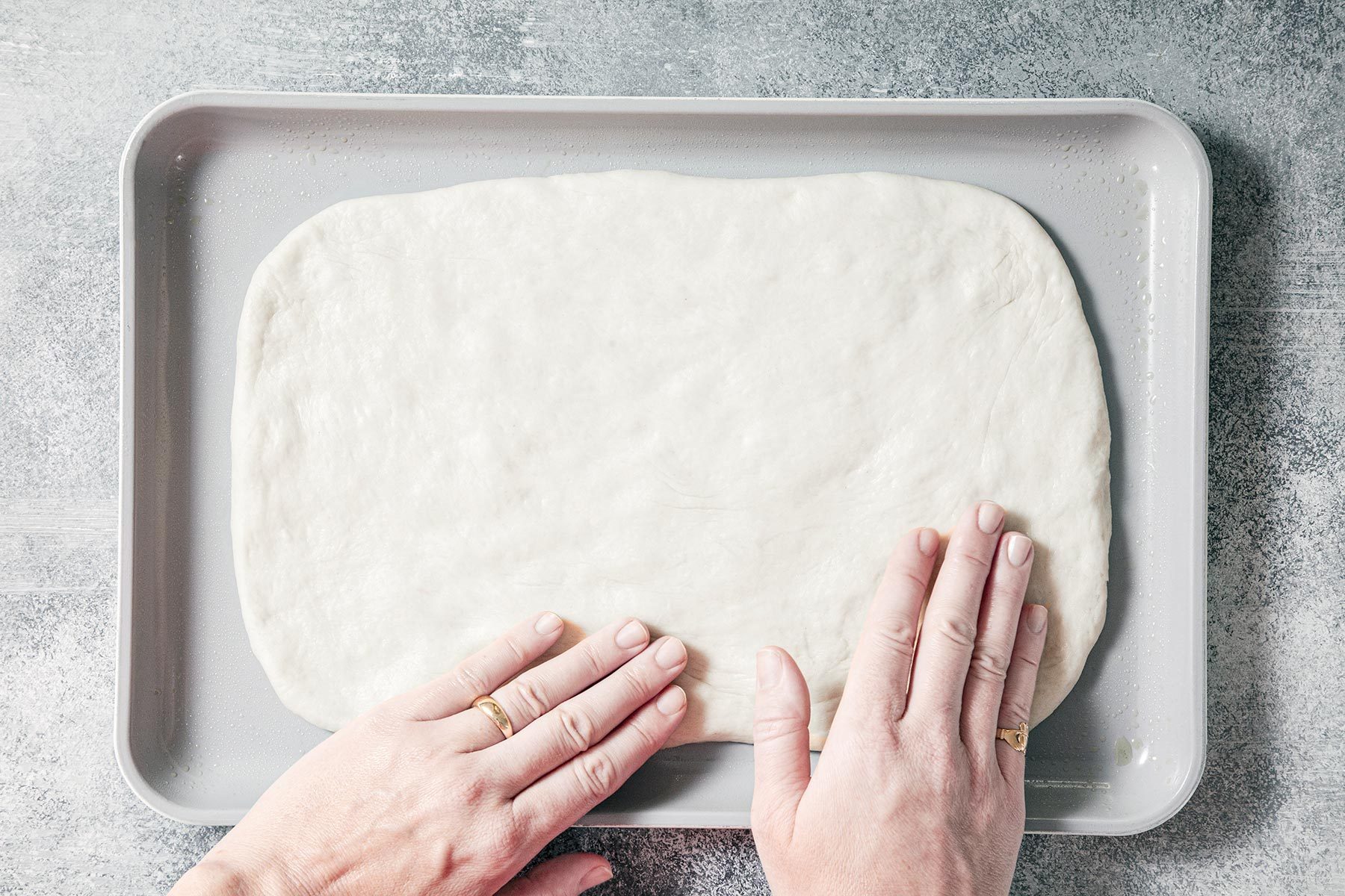 Forming Flatbread in baking pan