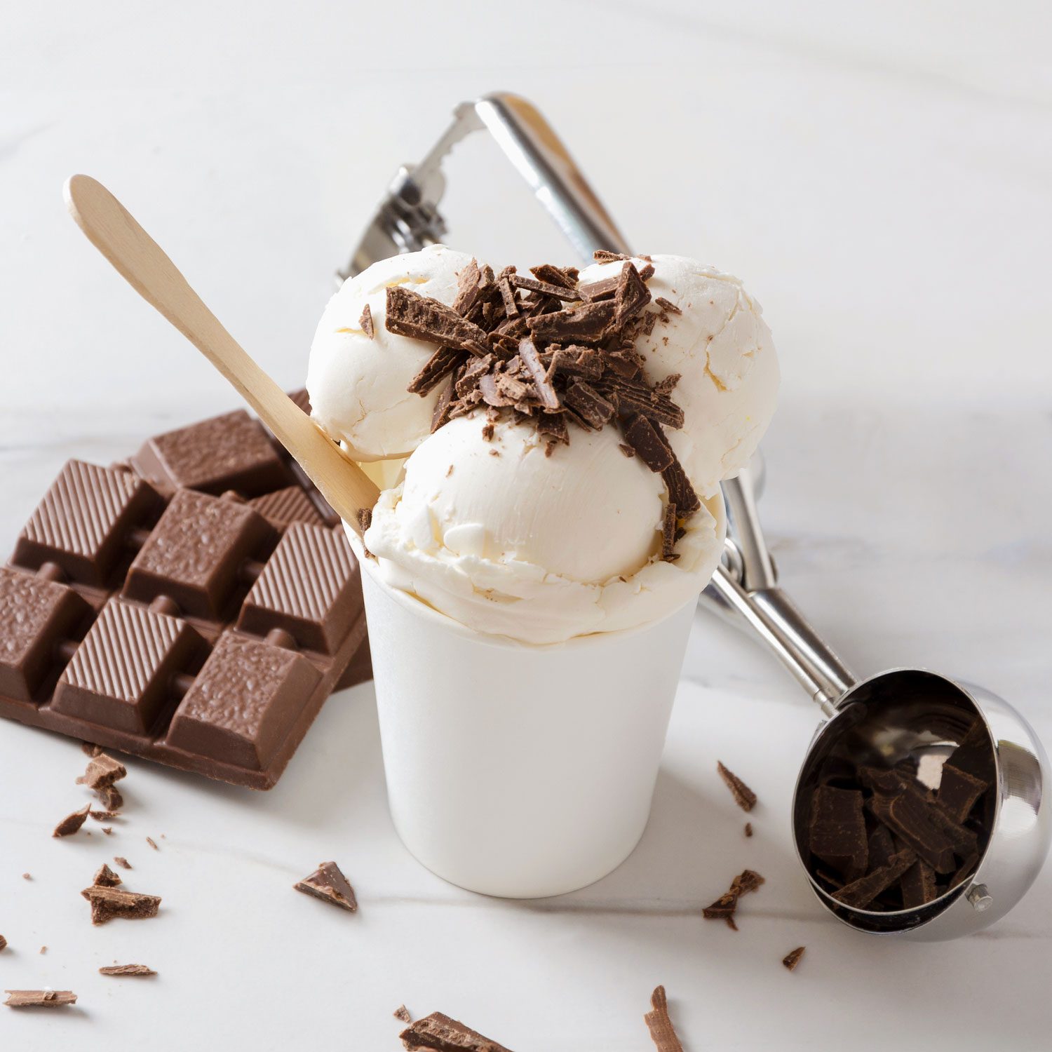 Fresh Ice Cream Sundae With Chocolate Sprinkles On Top