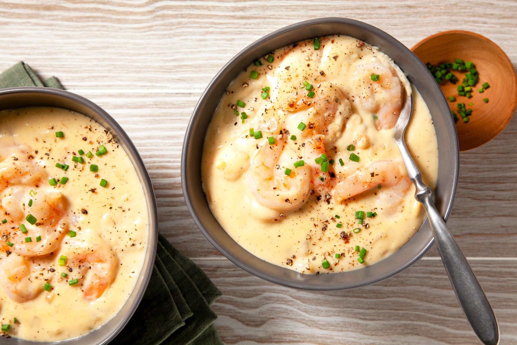 Shrimp Chowder served in two large bowls