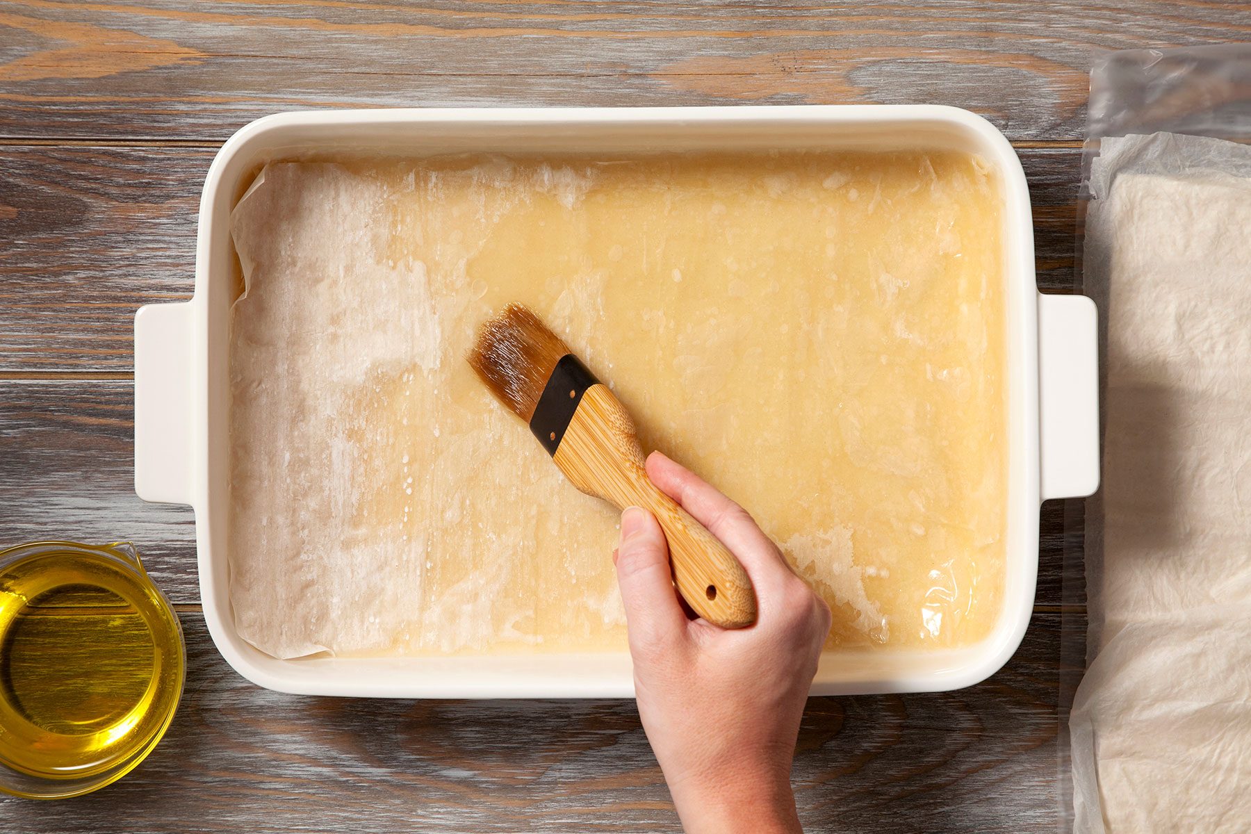 Brushing the dough