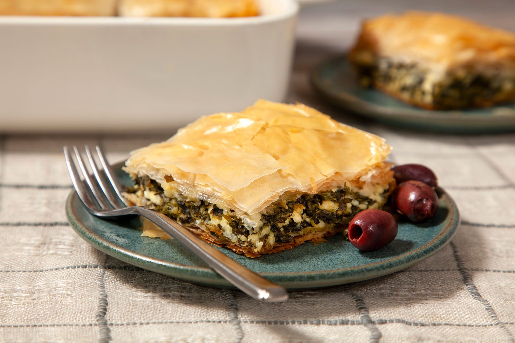 Spanakopita served on plate