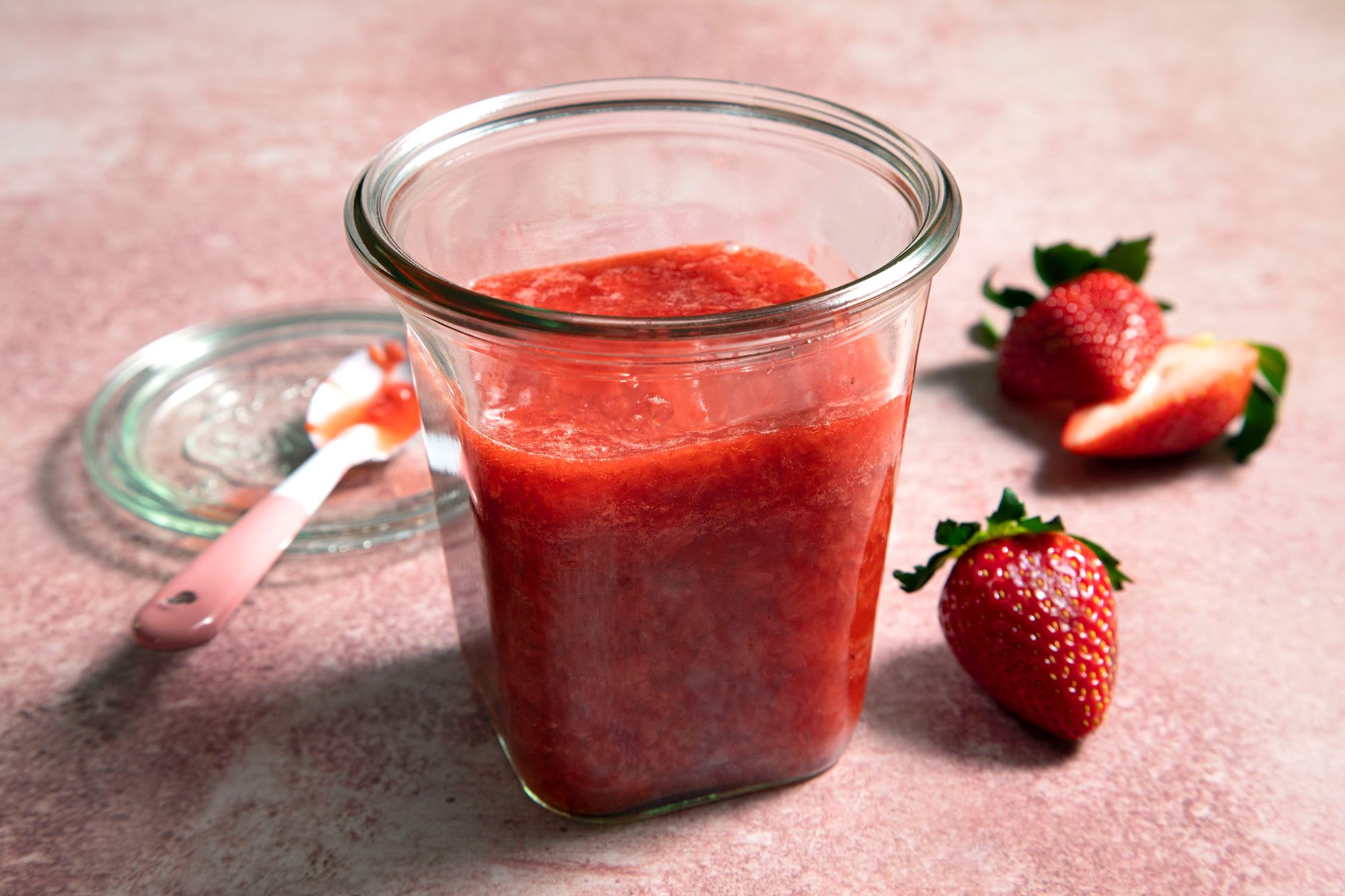 Transfer the cool Strawberry Compote in a jar