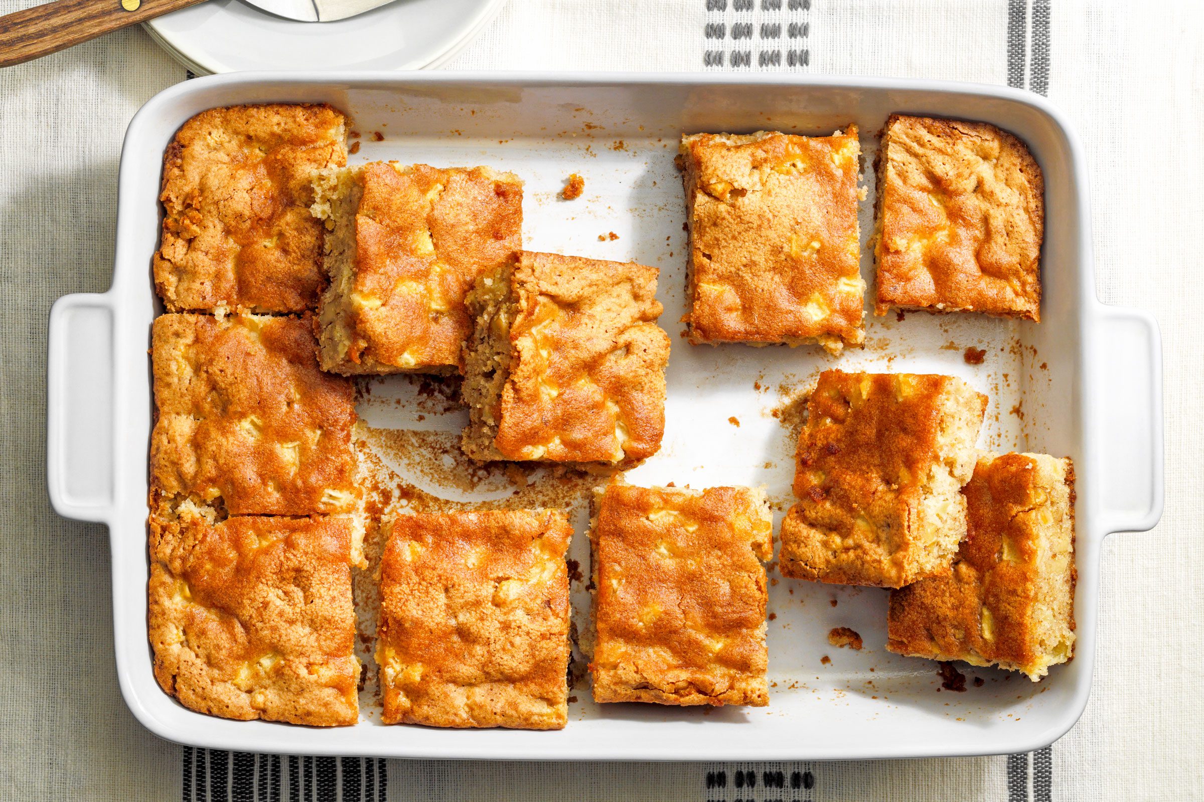 Easy Apple cake squares in a baking pan