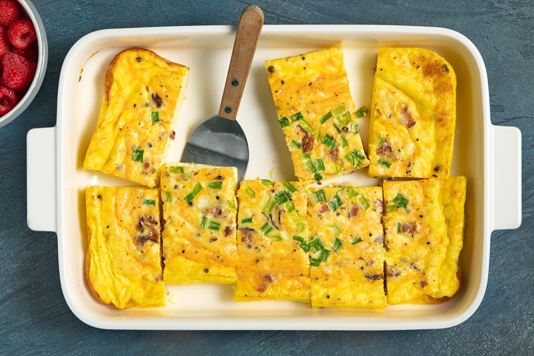 A Baking Tray of Bacon And Egg Casserole