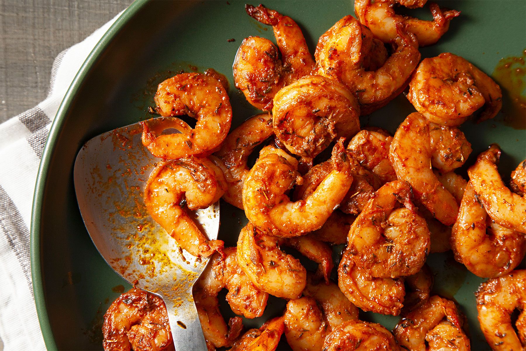 Cooked Cajun Shrimp in pan