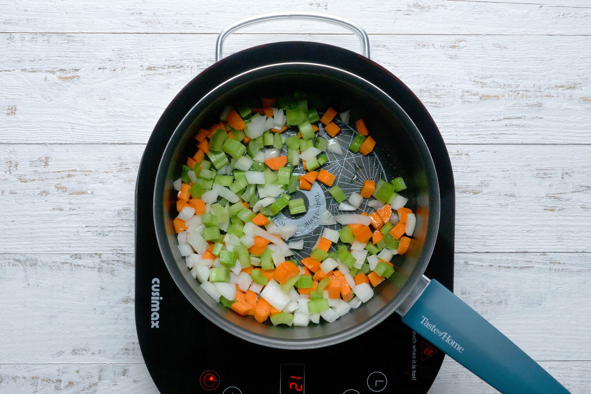 Sauté the veggies in a large pot