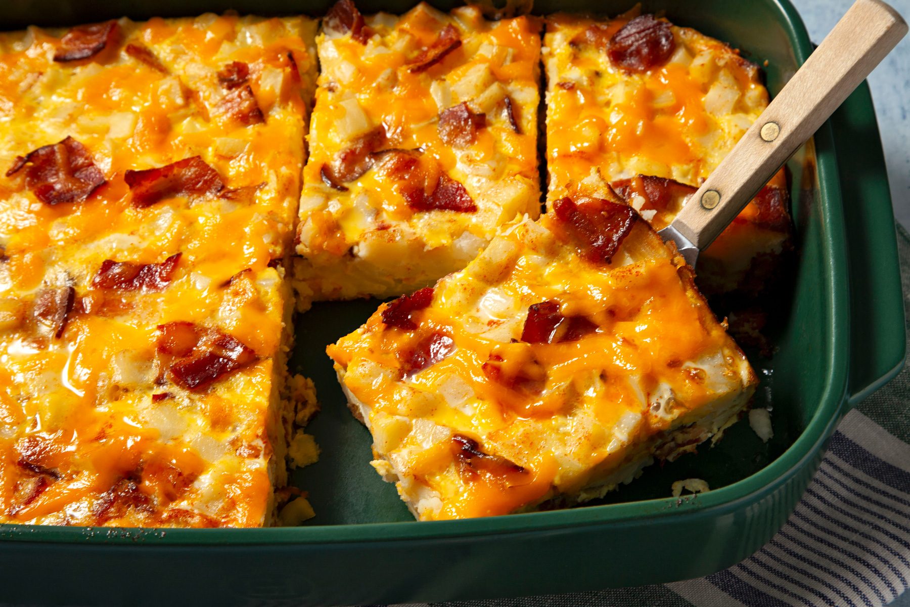 A tray of Hash Brown Egg Bake