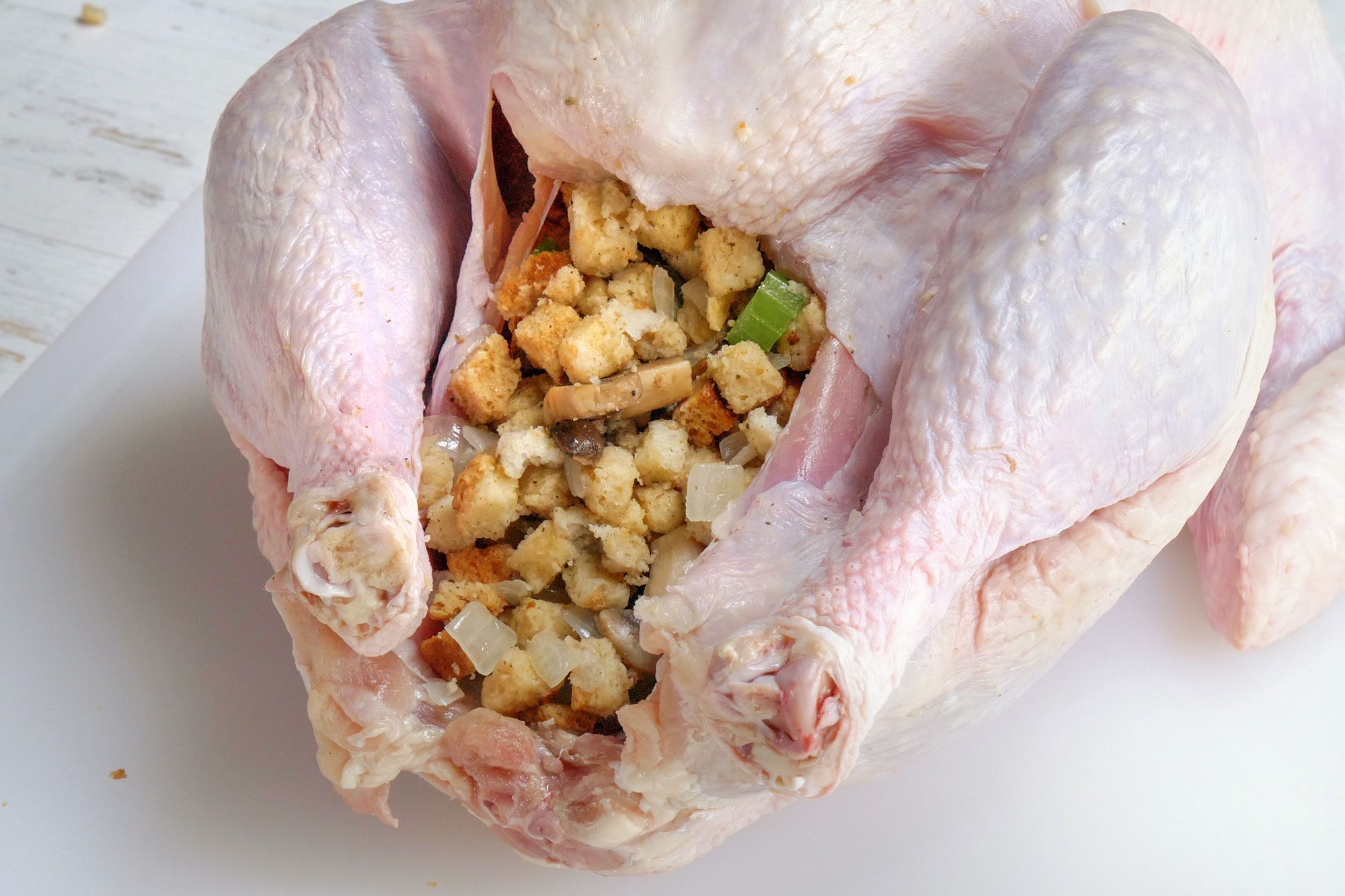 close shot of Stuffed Turkey ready to bake