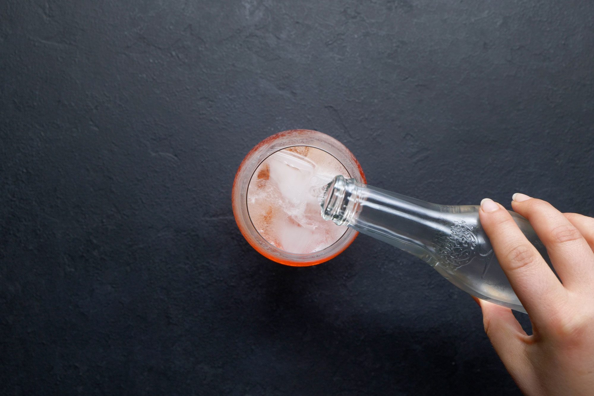 overhead shot of soda added in the mix