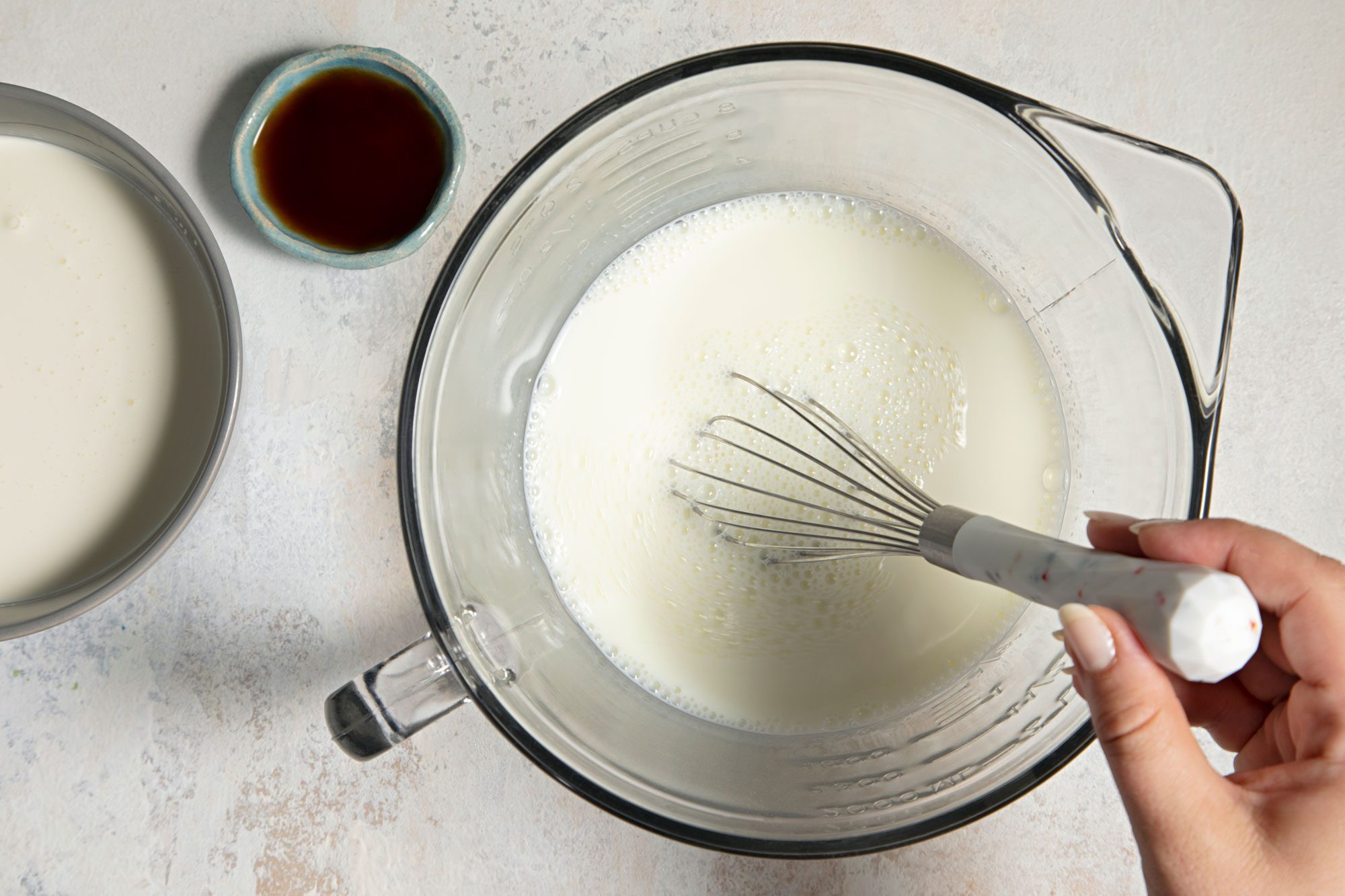 Whisk milk and sugar in a large bowl