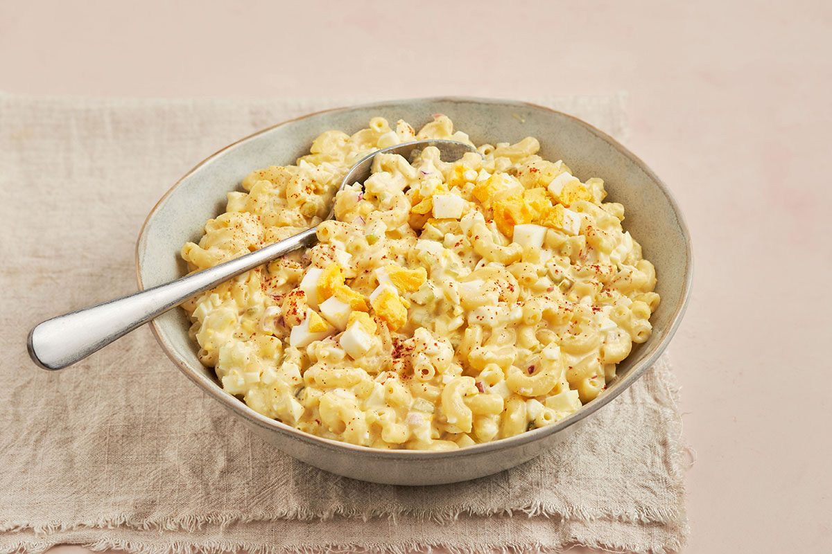 If you like deviled eggs, you'll love this deviled egg pasta salad recipe from Taste of Home.