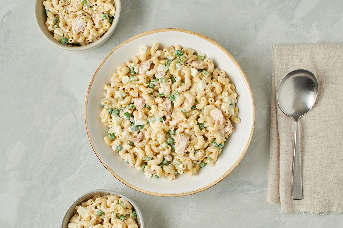This tuna macaroni salad recipe by Taste of Home with a creamy dressing and hard-boiled eggs will be a real hit at summer potlucks.