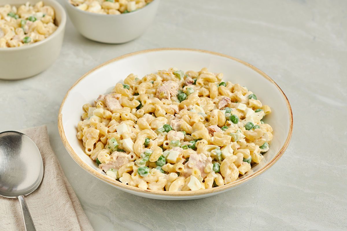 This tuna macaroni salad recipe by Taste of Home with a creamy dressing and hard-boiled eggs will be a real hit at summer potlucks.