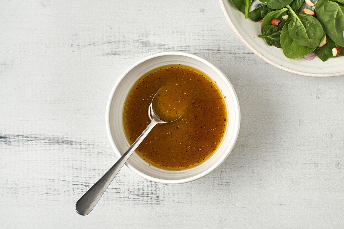 This white balsamic vinaigrette by Tate of Home is creamy, flavorful and best of all, easy to make.