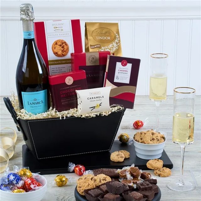 Champagne And Desserts Gift Basket Ecomm Via Gourmetgiftbaskets.com