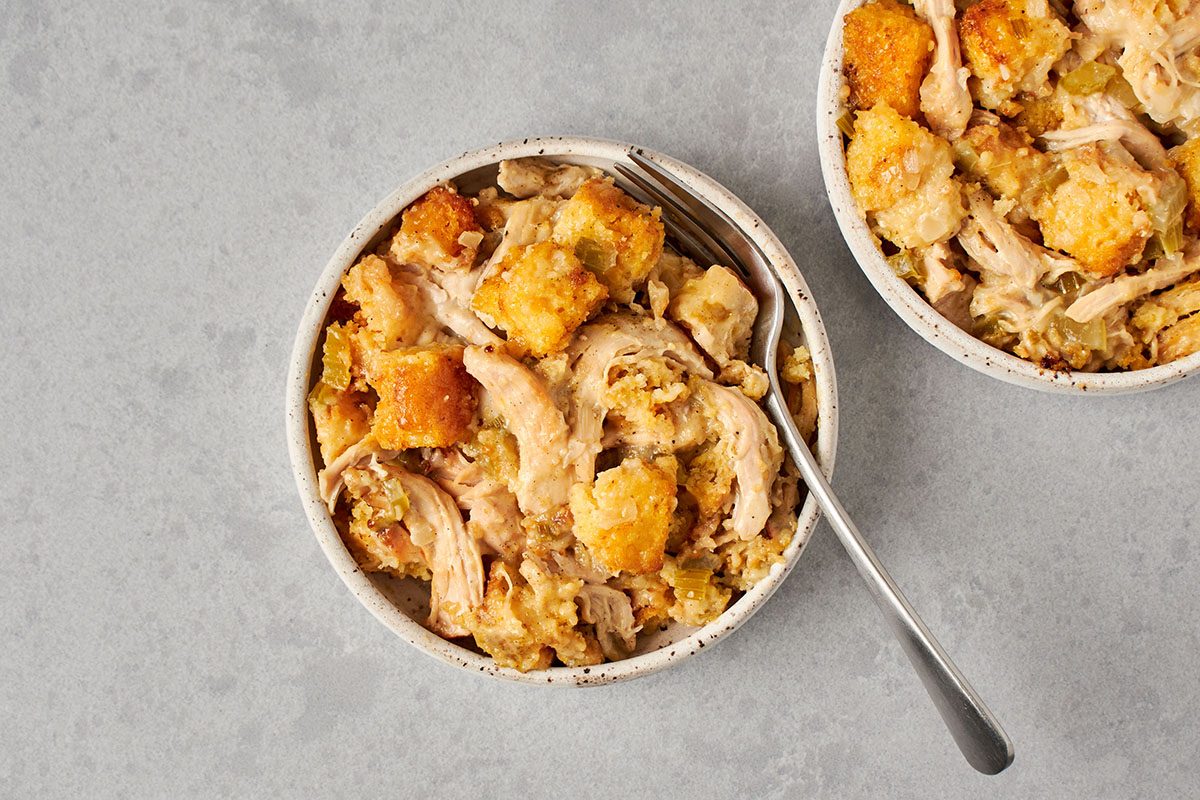 This chicken cornbread casserole by Taste of Home is a comforting and nostalgic dinner.