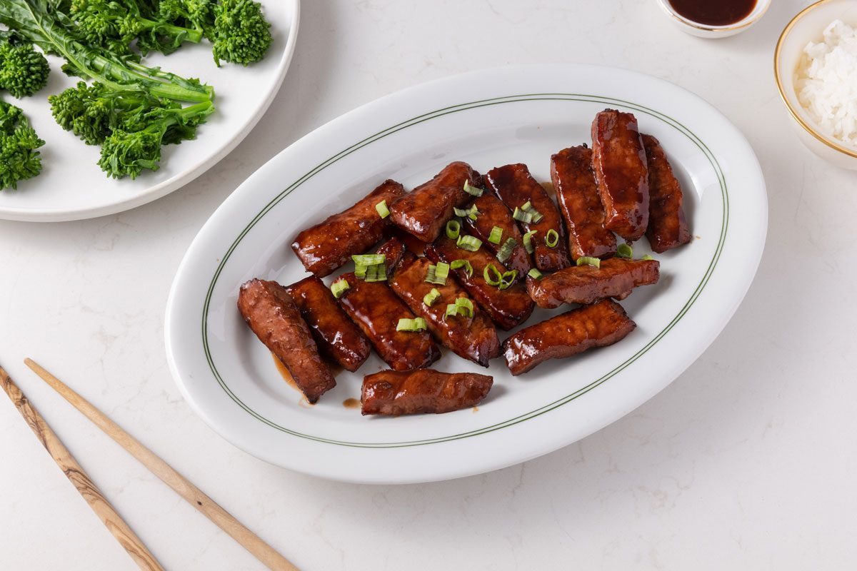 Close up on serving plate. Chinese Boneless Spare Ribs photographed for Taste of Home