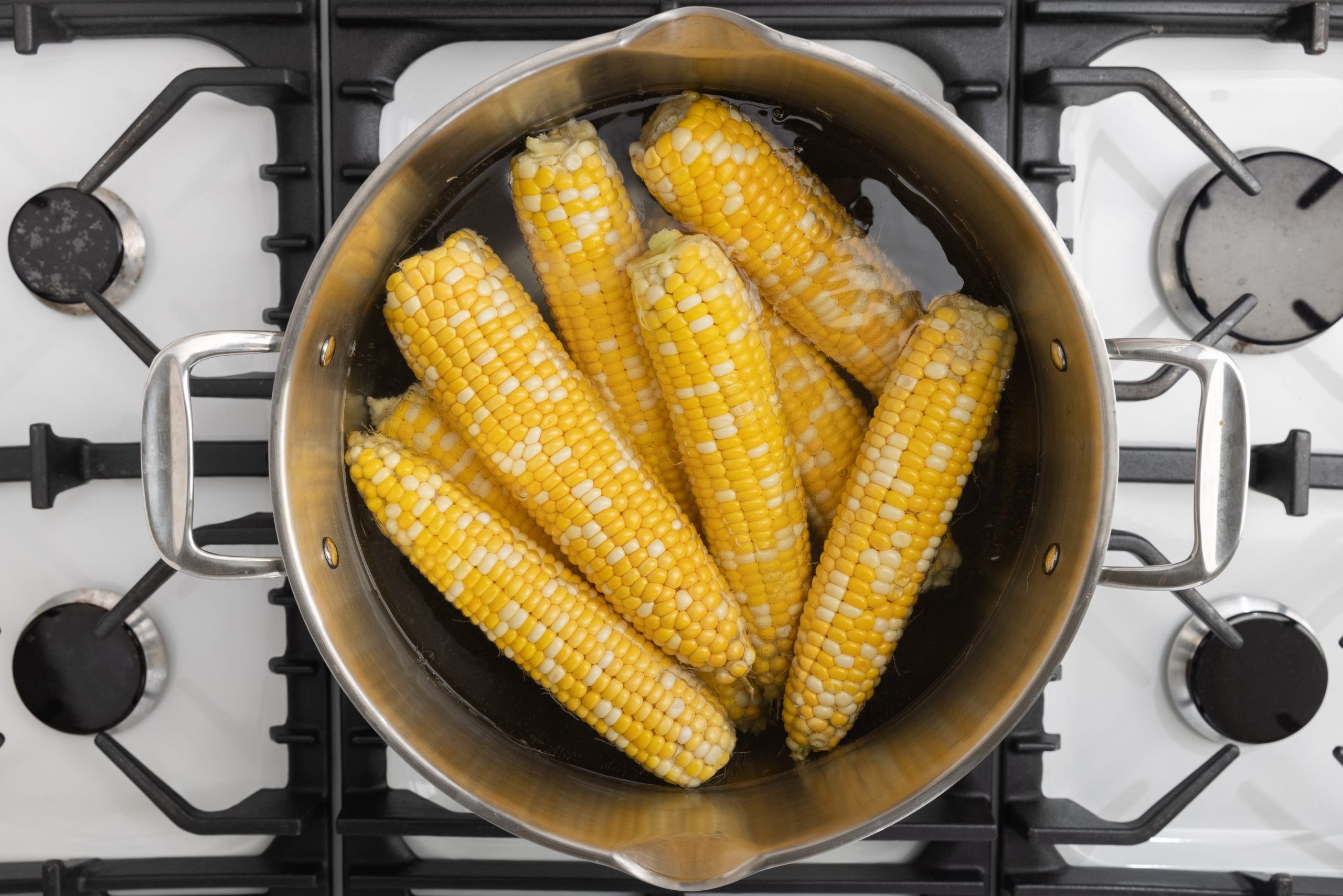 Corn Being Cooked In Pot.