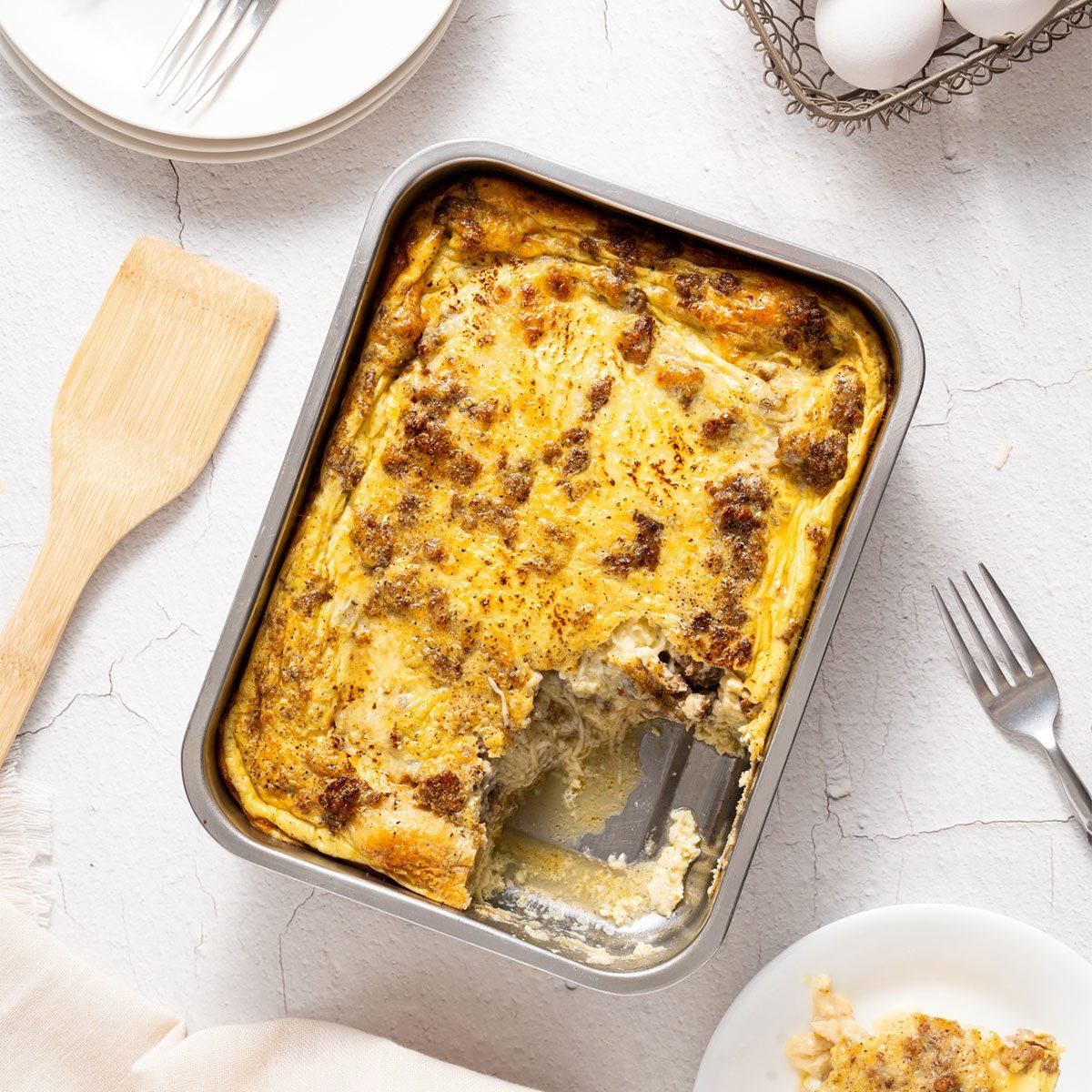 Sausage & Crescent Roll Breakfast Casserole