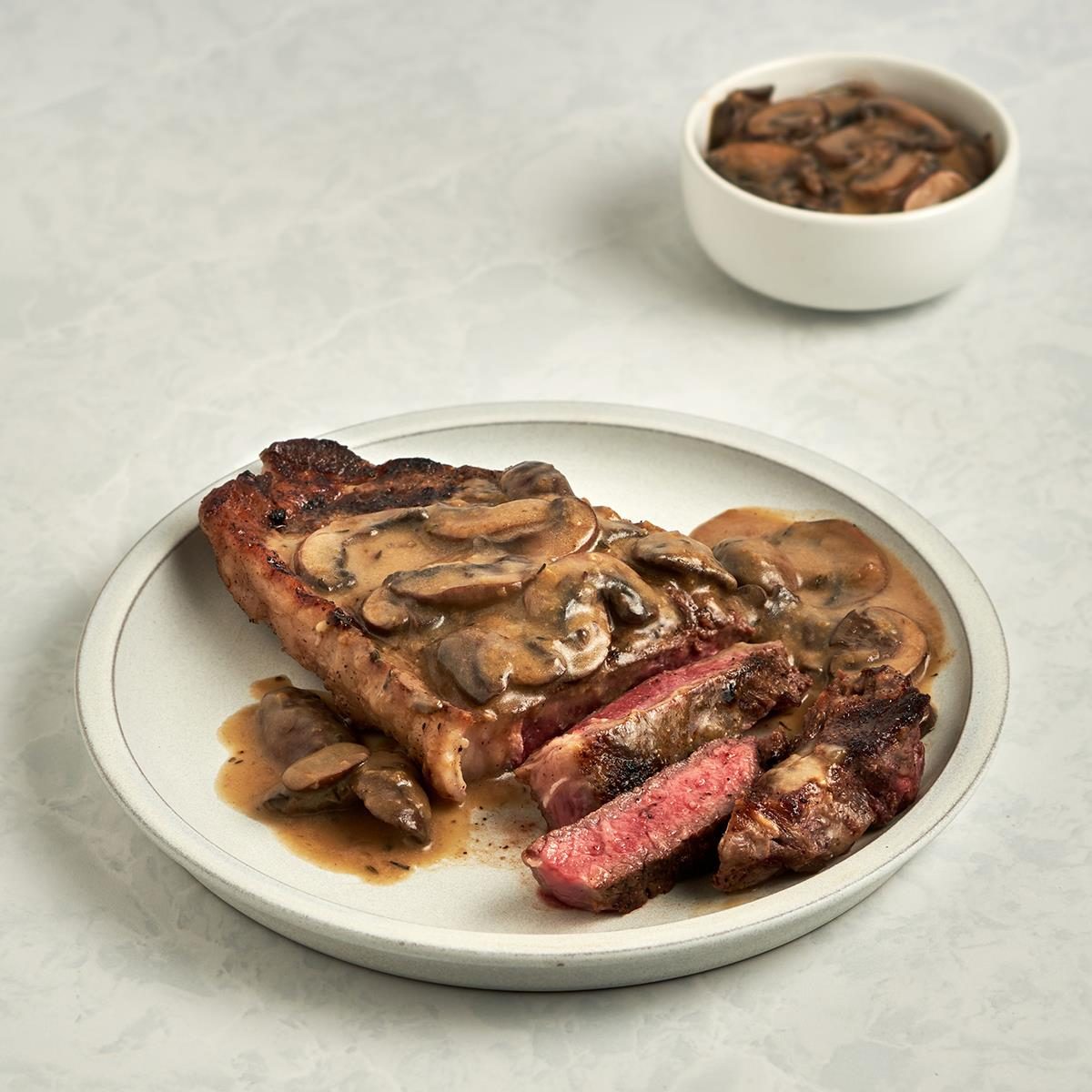 Grilled Steaks with Mushroom Sauce