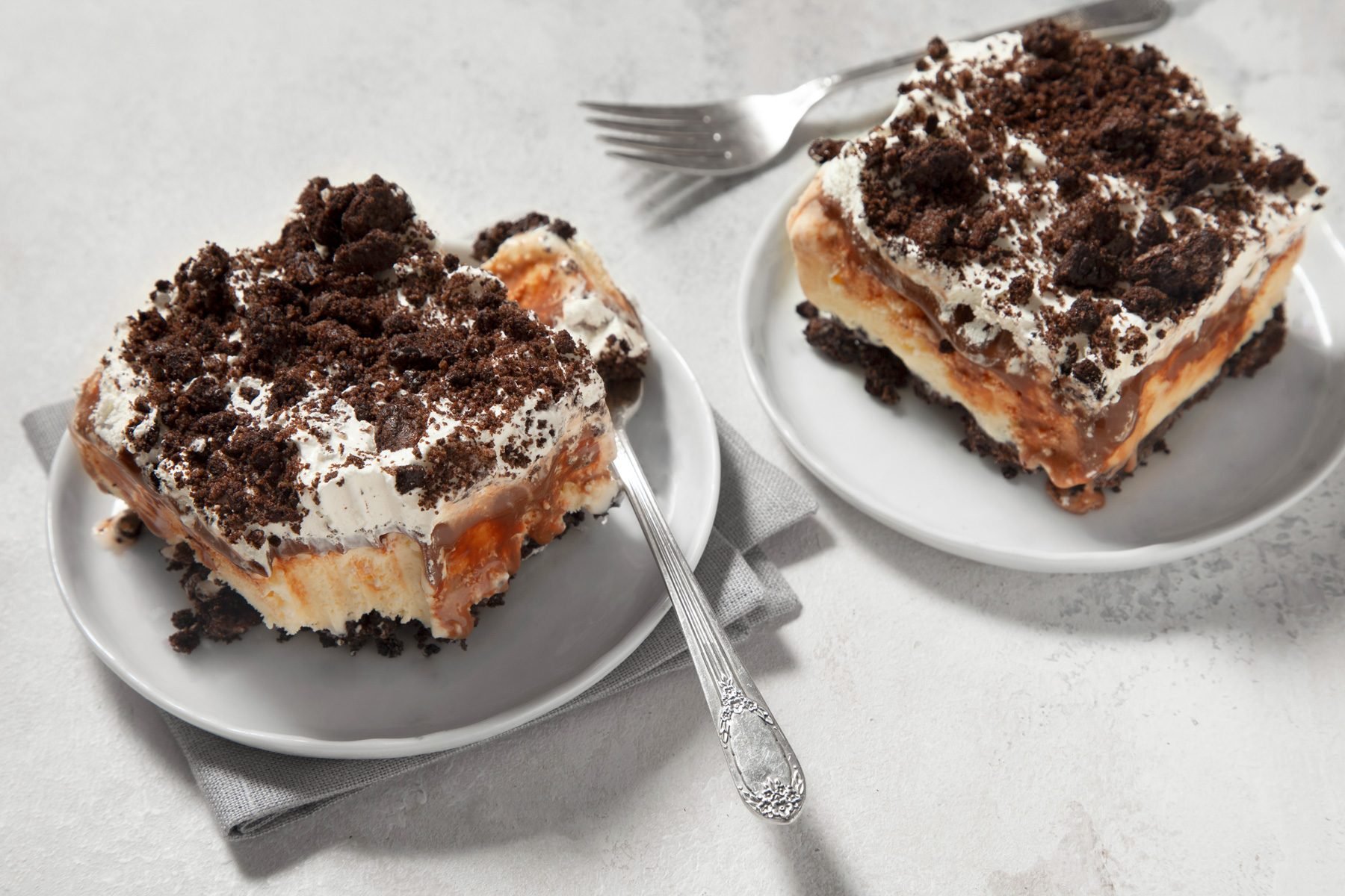 Two servings of Oreo Ice Cream Cake