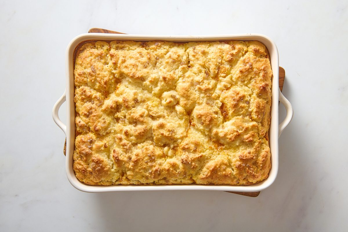 Pumpkin cobbler fresh out of the oven