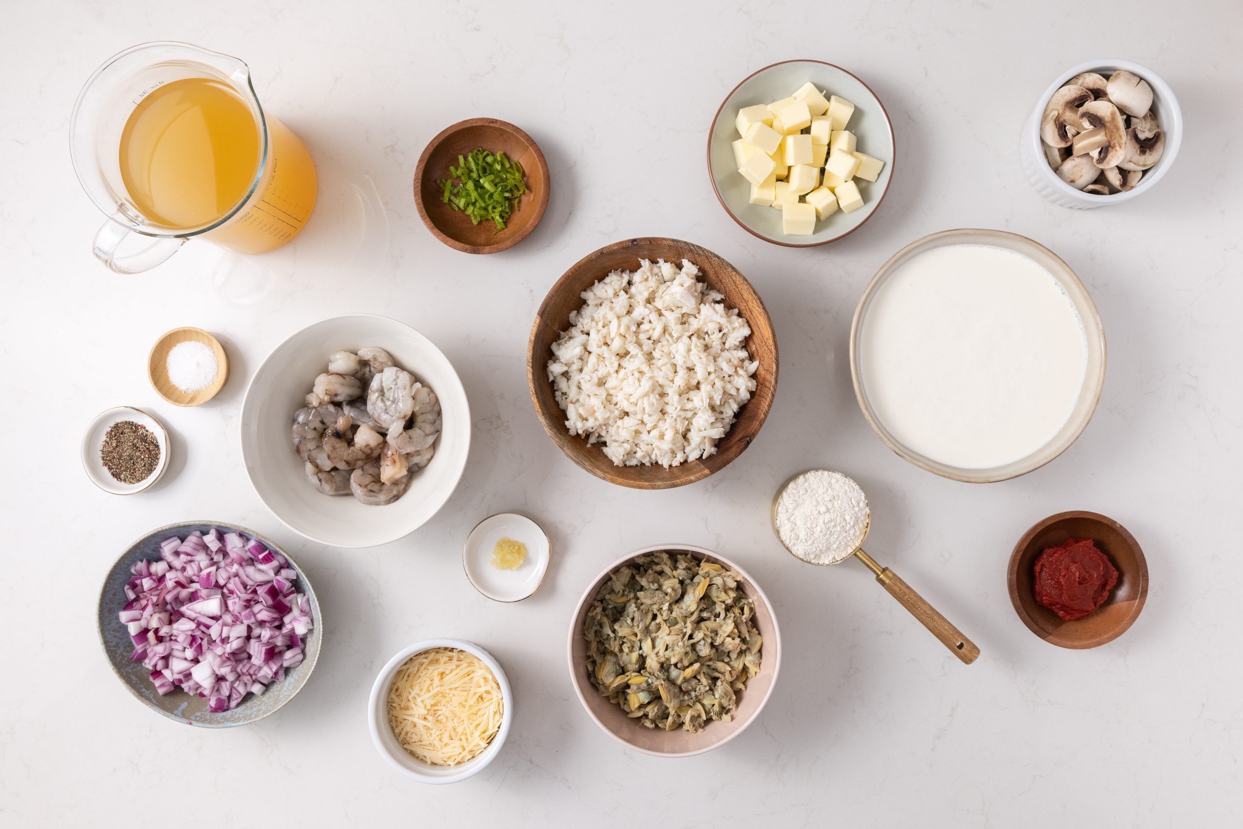 Ingredients laid out on kitchen counter.