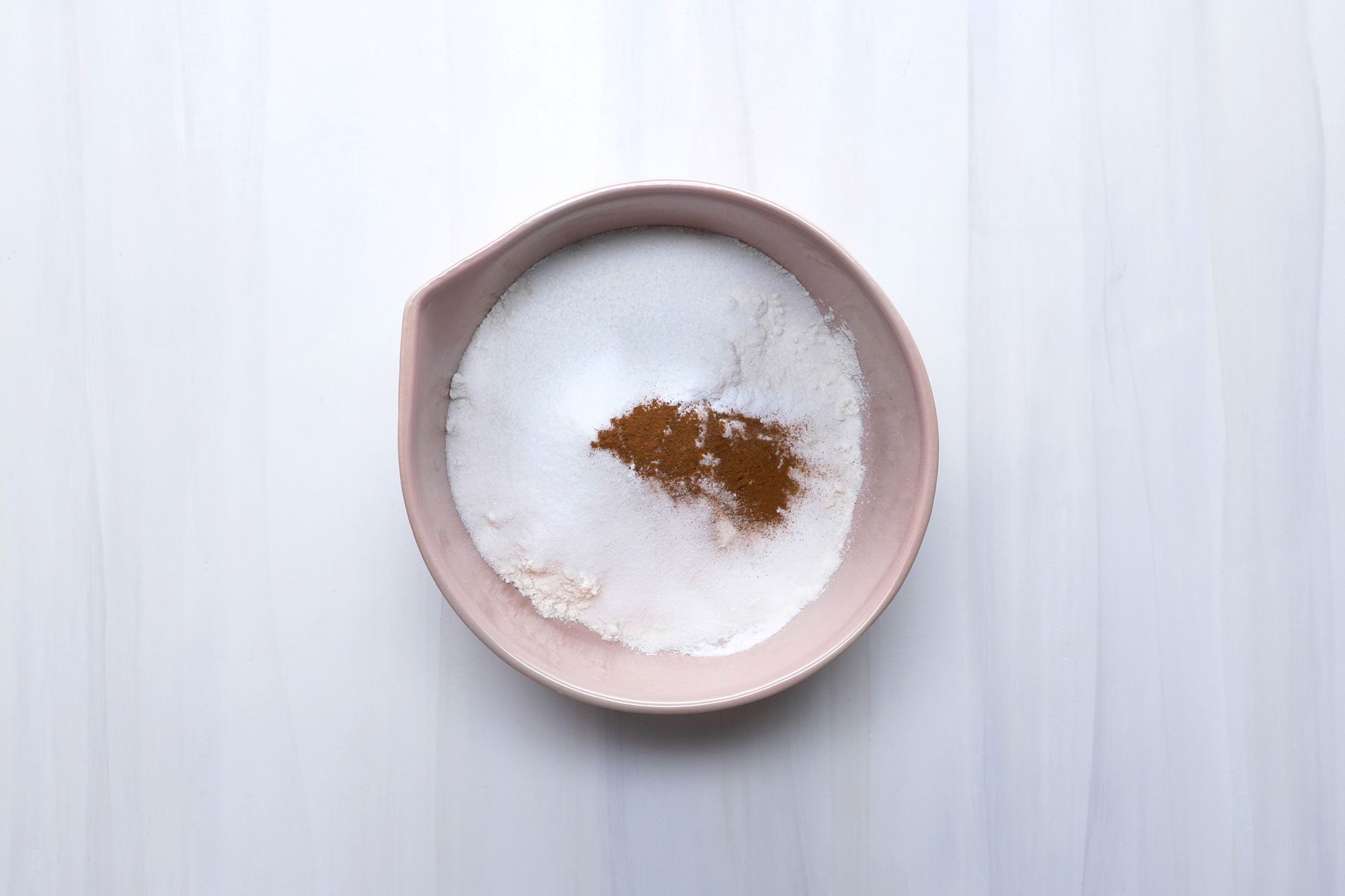 In a large bowl, whisk flour, sugar, baking soda, cinnamon and salt