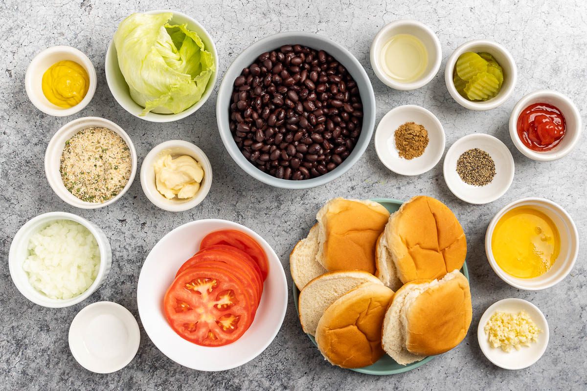 Taste Of Home Black Bean Burger Recipe Photo Of The Ingredients.