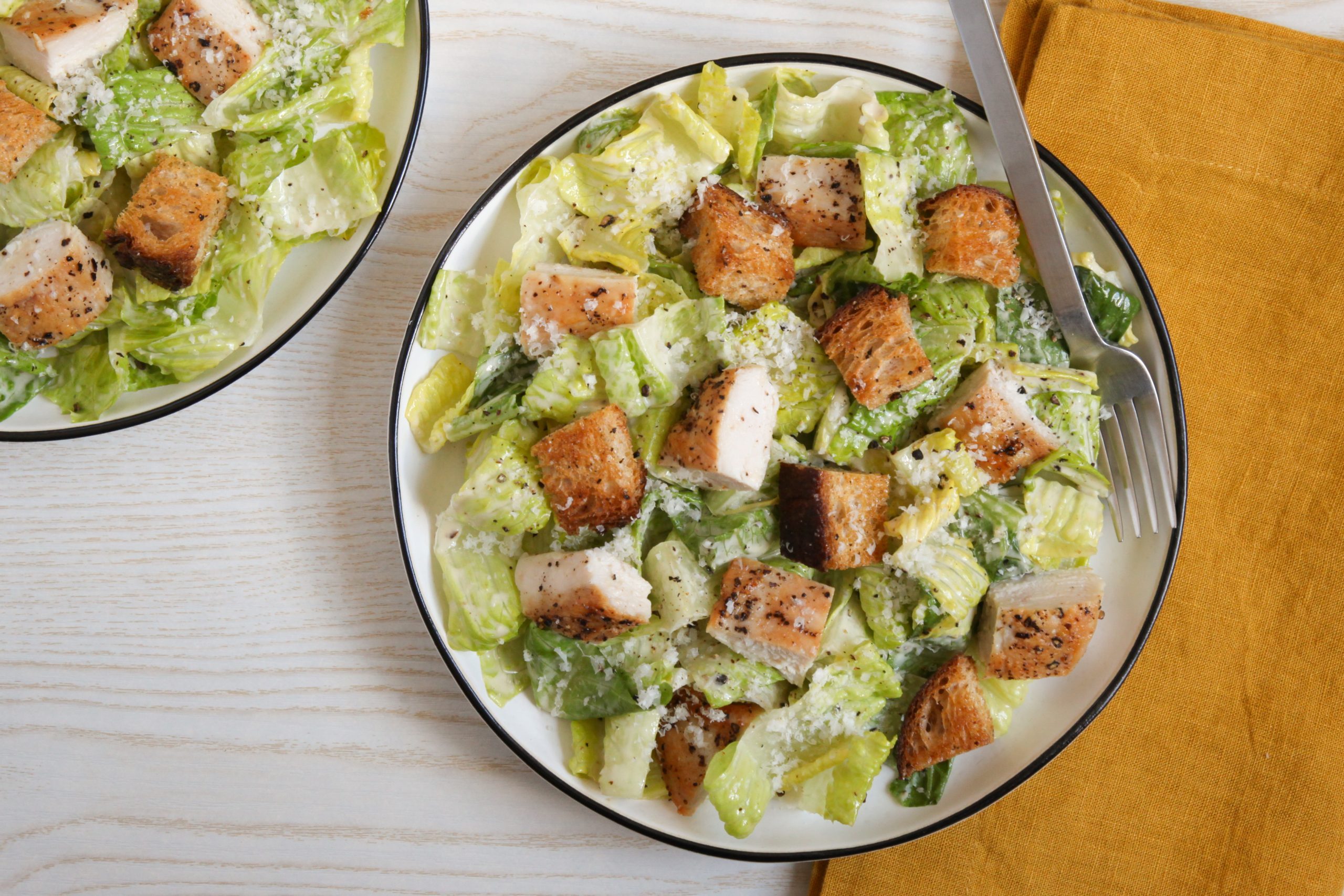 Chicken caesar salad with croutons