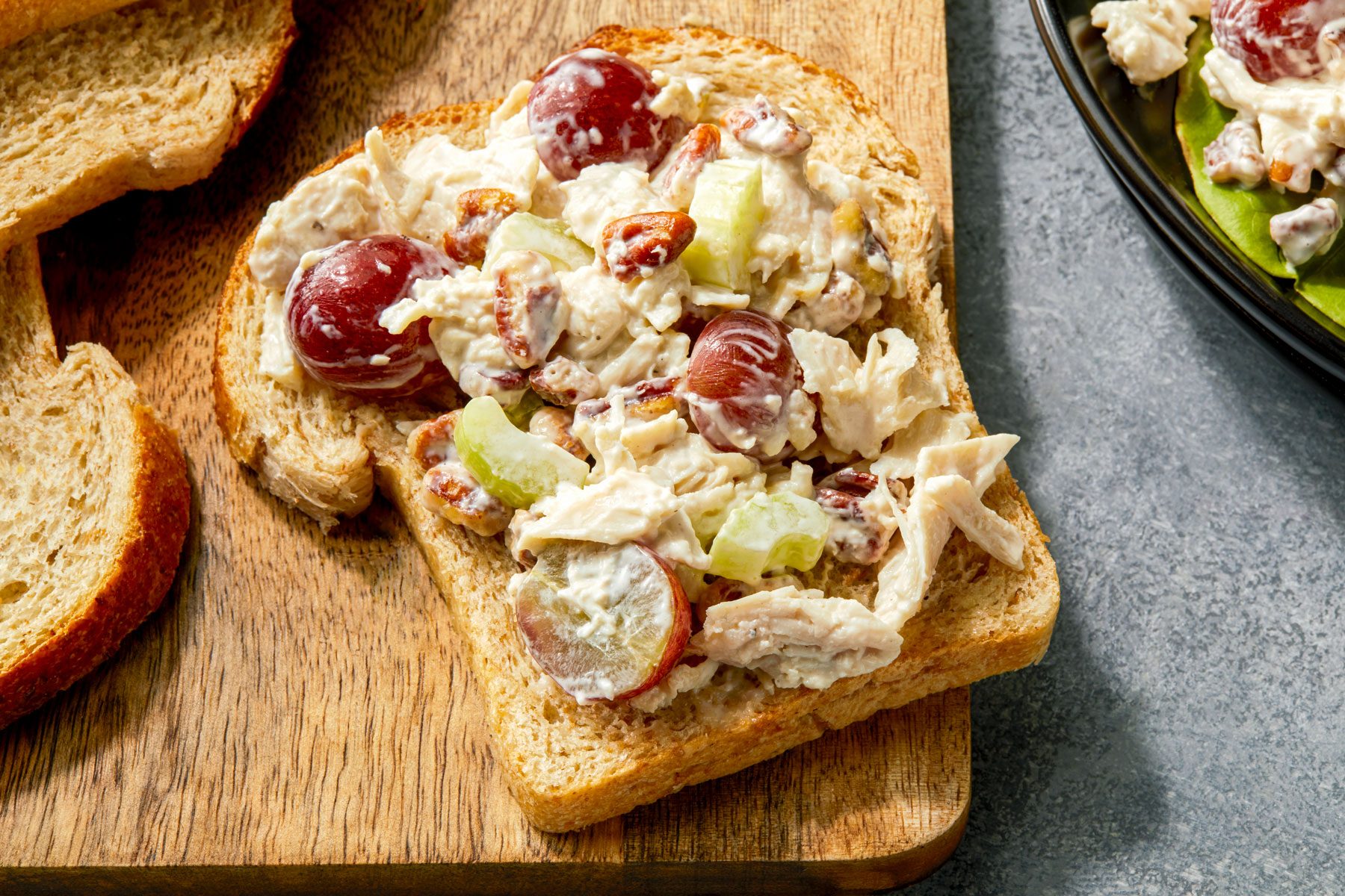 Chicken Salad With Grapes on bread.