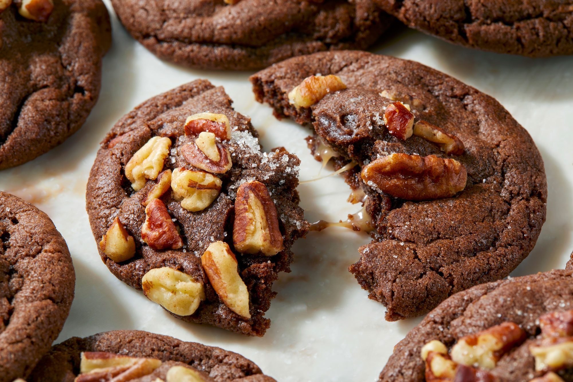 Close Shot of Chocolate Caramel Cookies