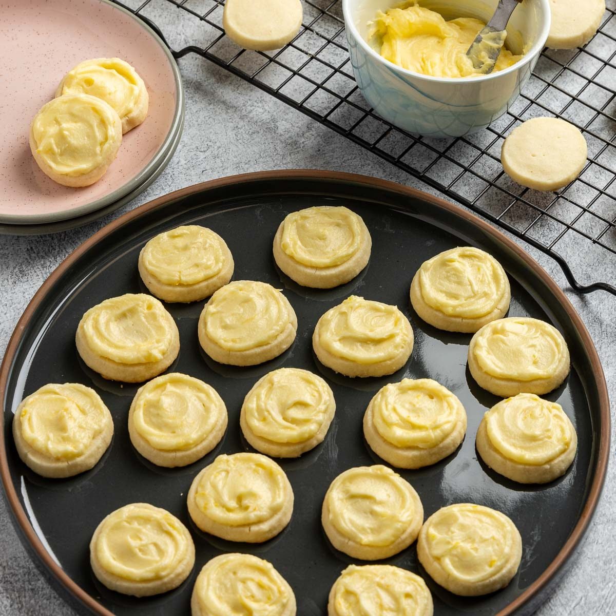 Taste of Home Lemon Meltaway Cookies recipe photo the finished cookies set on a plater.