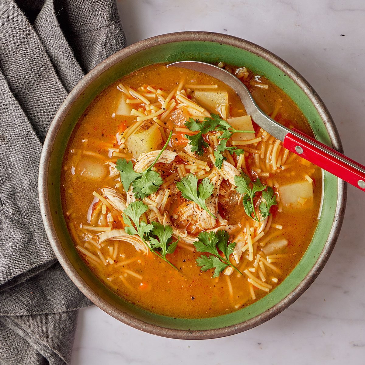 Spanish chicken soup is a delicious, nourishing dinner.