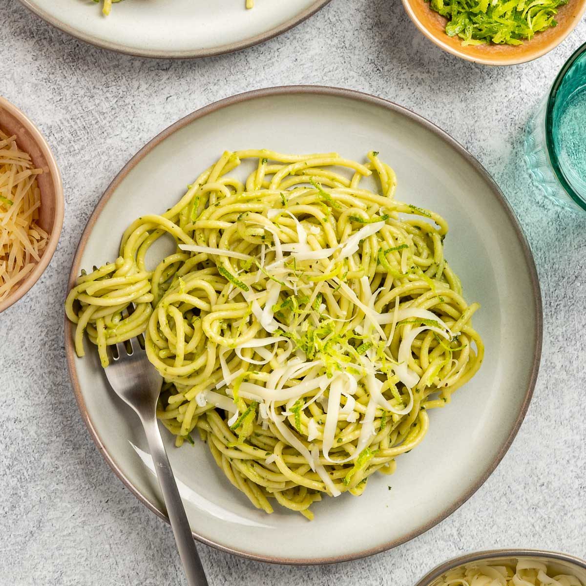 Taste of Home Avocado Pesto recipe photo of the finished recipe served on plates.