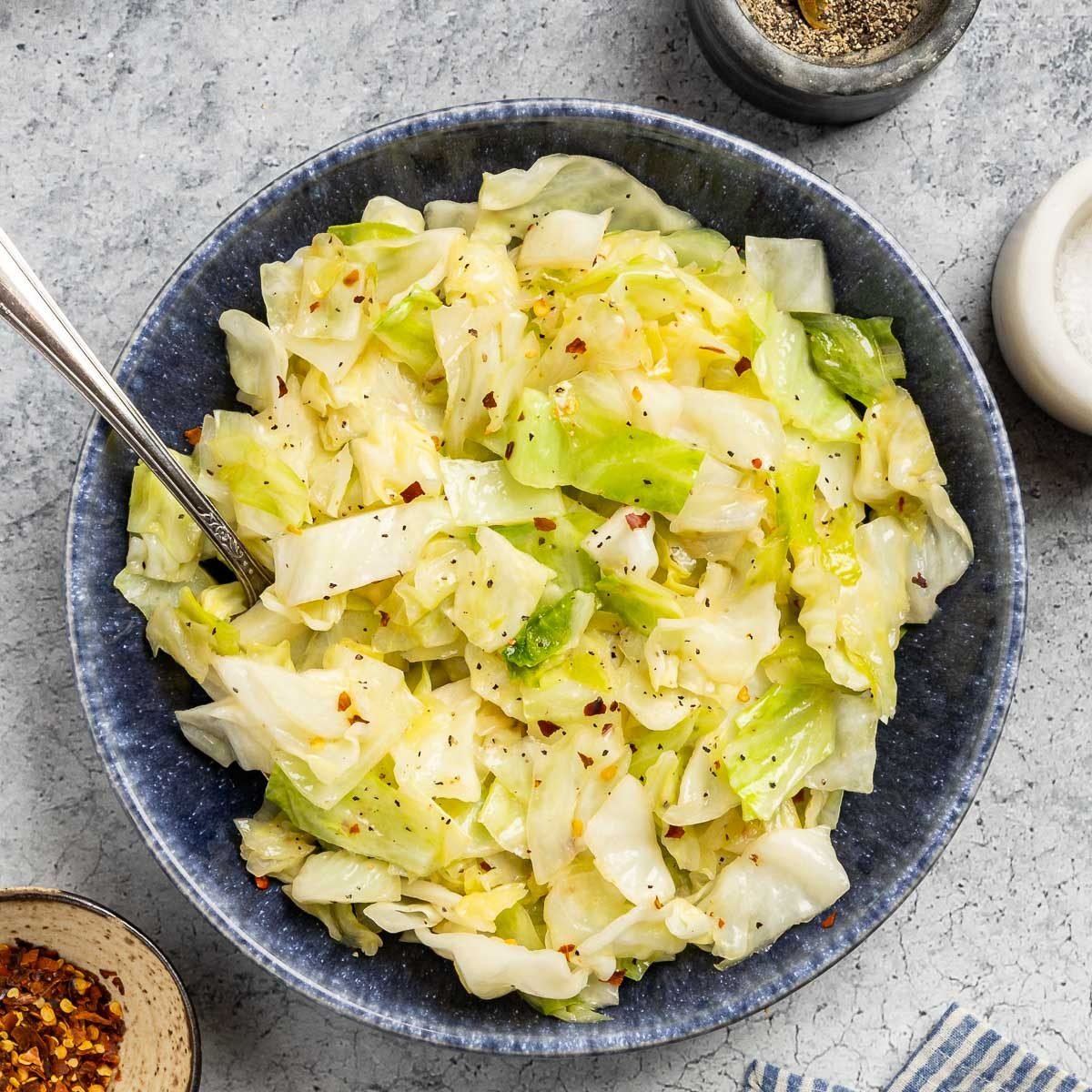 Taste of Home Sauteed Cabbage recipe photo of the finished recipe served in a serving bowl.