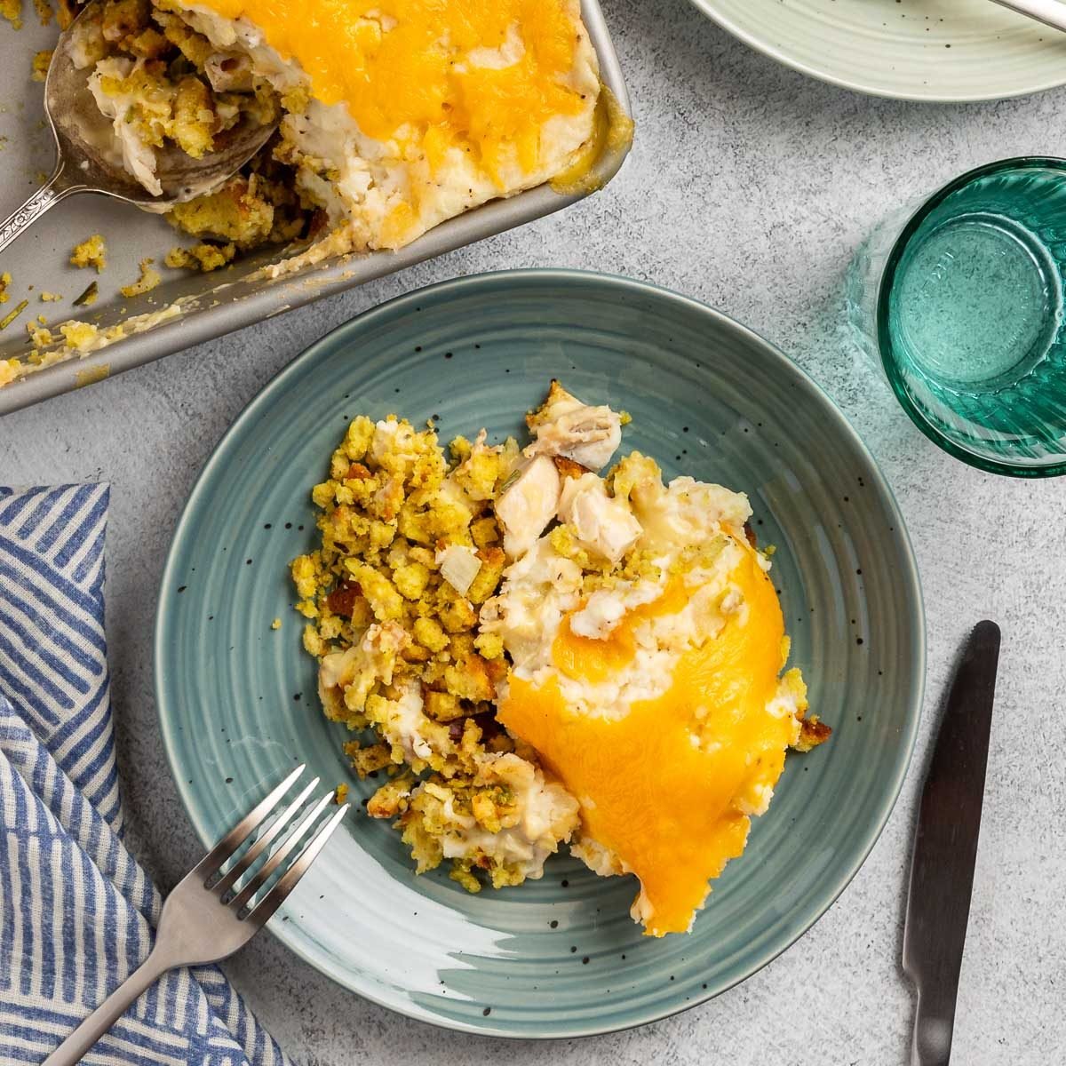 Taste of Home Thanksgiving Casserole recipe photo of the finished recipe served on plates.