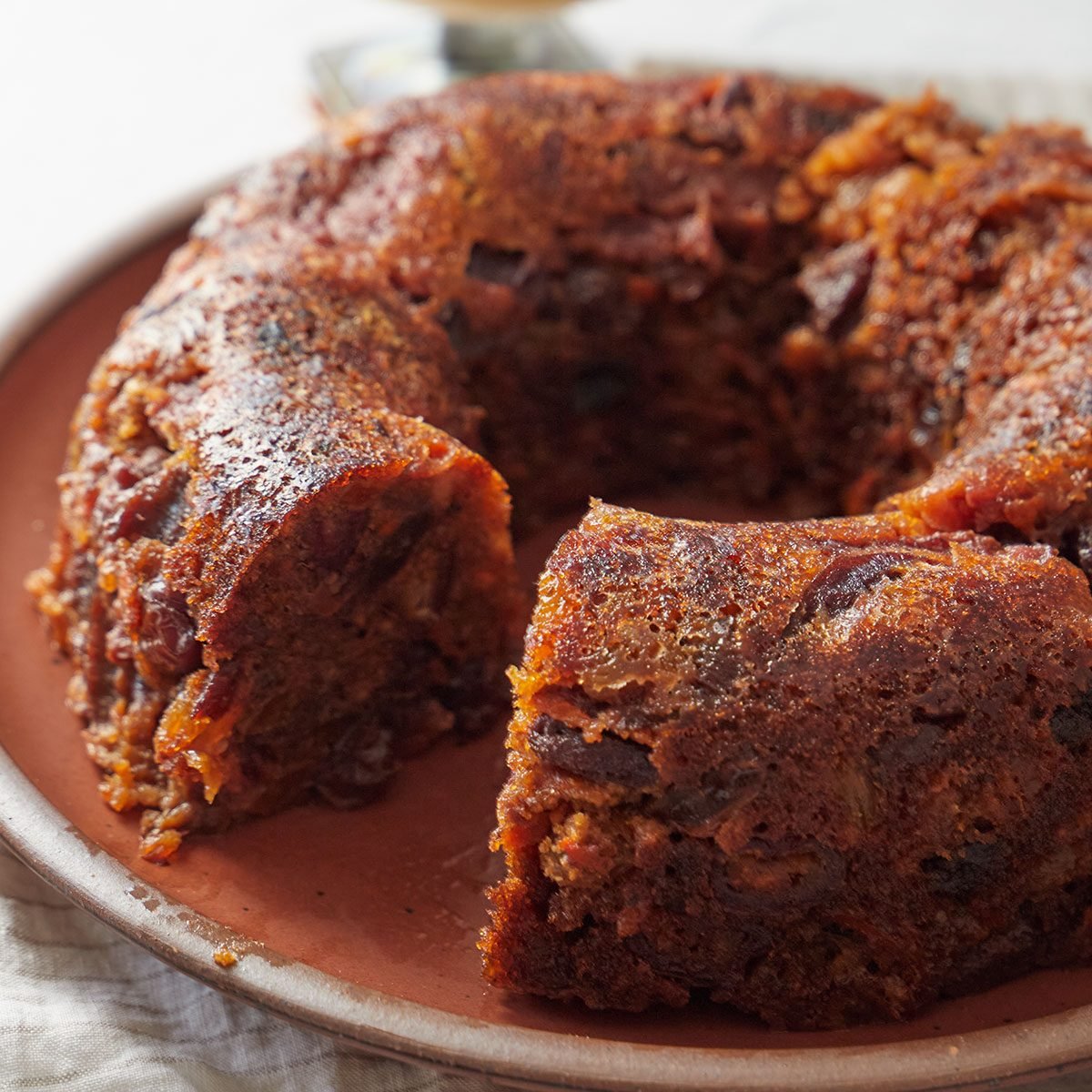 Plum pudding is a classic steamed dessert full of fruit.