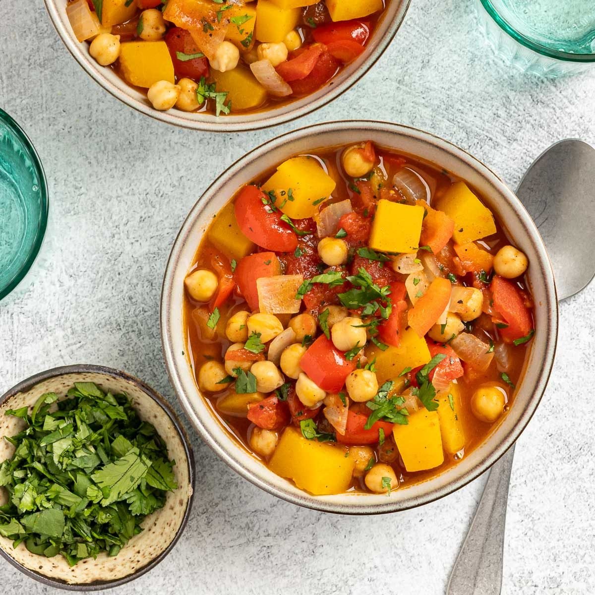 Taste of Home Moroccan Chickpea Stew recipe photo of the finished recipe served into bowls.