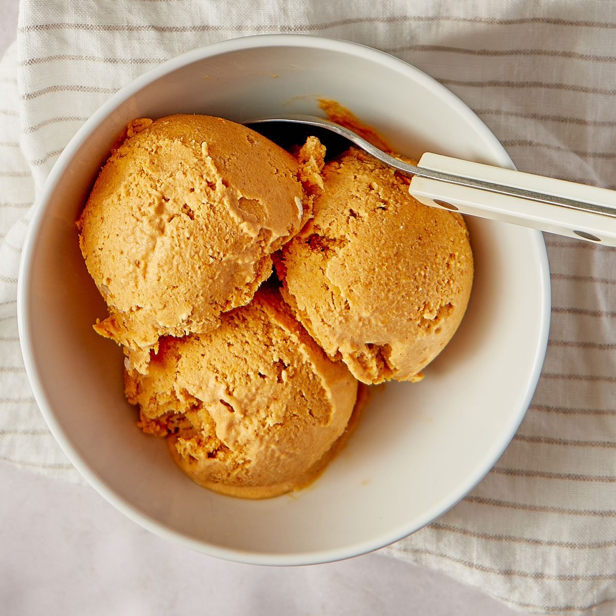 Pumpkin ice cream is a great seasonal treat.