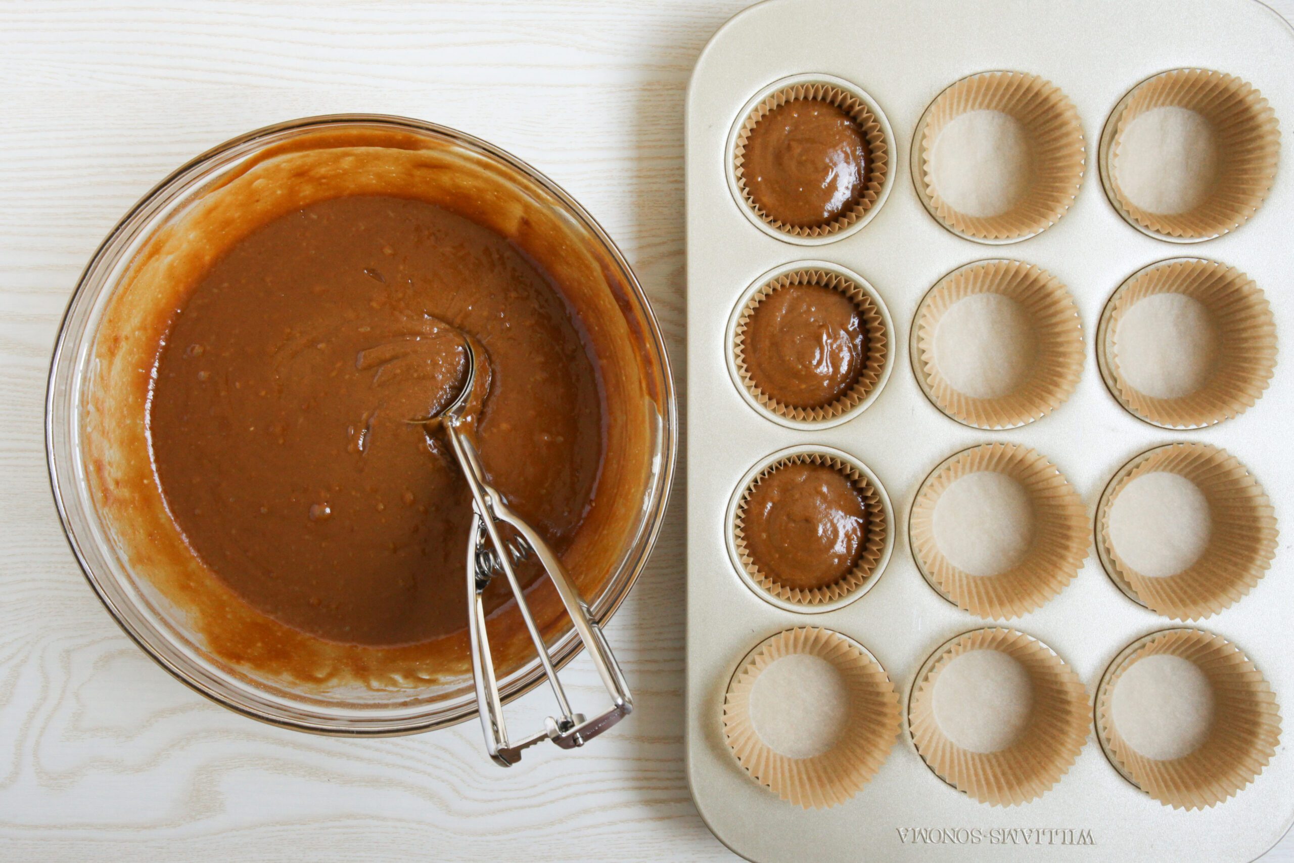 Portioning out ginger muffins