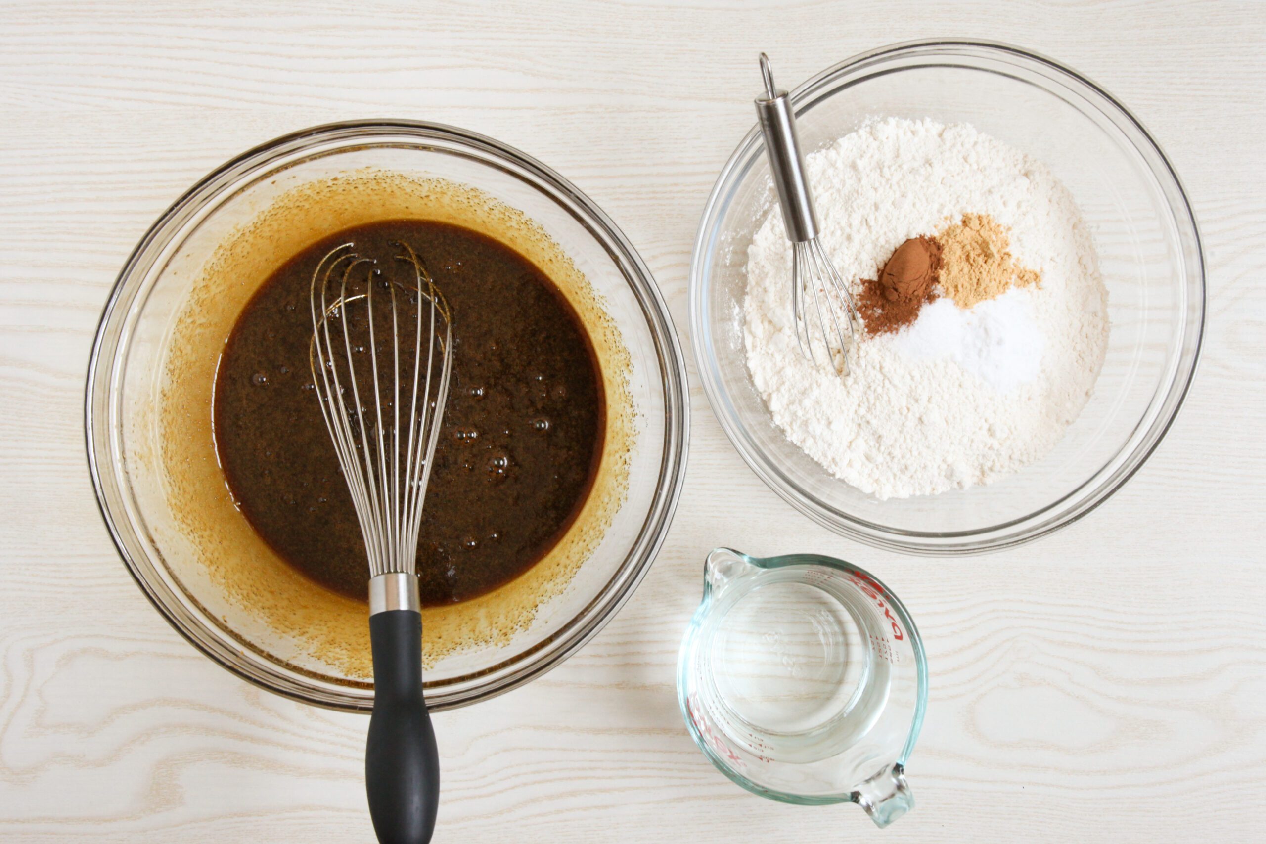 Adding dry ingredients to ginger muffins