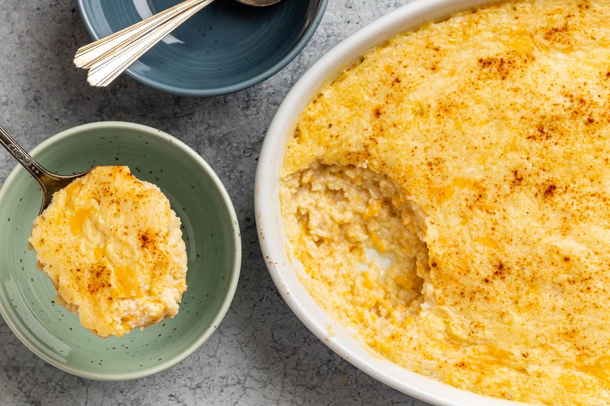 Taste of Home Grits Casserole recipe photo of the finished recipe served into bowls.